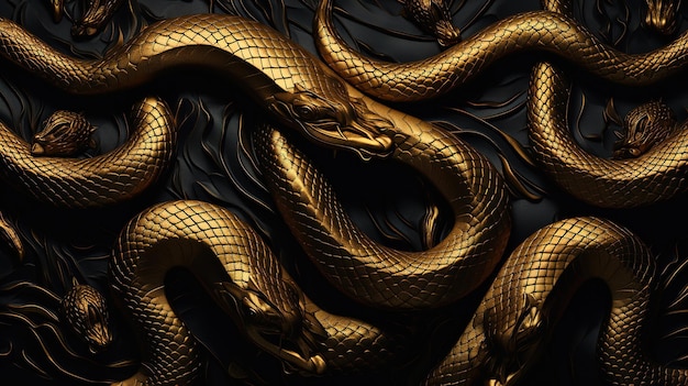 Schlangen Goldene Metalltextur aus SchlangenschuppenGenerative KI
