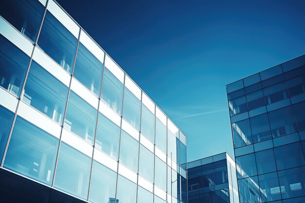 Foto schlanke bürogebäude aus glas mit blauem himmel