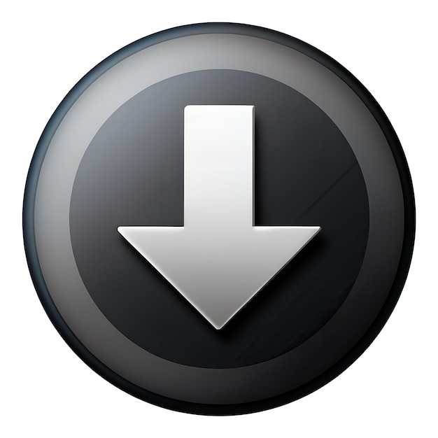 schlanke moderne dunkel thematische Download-Schaltfläche mit weißem nach unten gerichteten Pfeil in der Mitte für Websites-Software