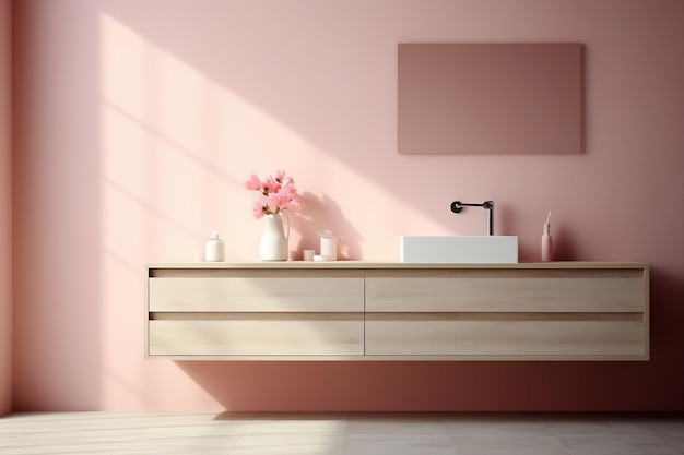 Schlanke und minimalistische moderne Badezimmereinrichtung mit einem zeitgenössischen Touch Generative Ai