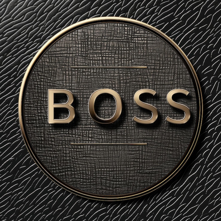 Foto schlankes und professionelles boss-logo-text-design für eine unternehmensidentität, die führungsqualitäten symbolisiert