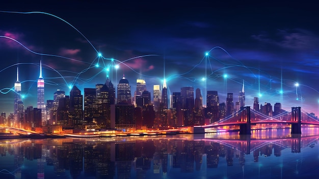 Schlaue New York City mit drahtloser Netzwerkverbindung