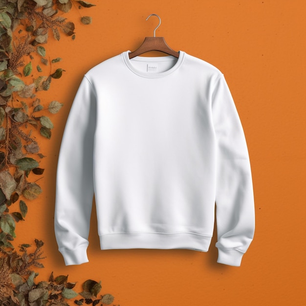 Schlichte weiße Sweatshirt-Mockup-Vorlage für Männer und Frauen mit Platz für Logo oder Design-Pullover-Mockup