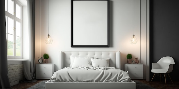 schlichter weißer leinwandrahmen im zimmer mit minimalistischem interieur