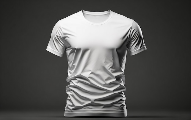 Schlichtes weißes T-Shirt auf grauem Hintergrund. Weißes T-Shirt-Modell