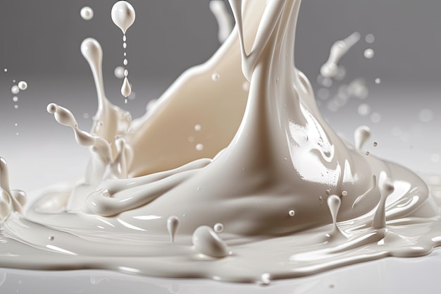Schließen Sie herauf abstrakte Milch- oder Sahnespritzer auf einem weißen Hintergrund
