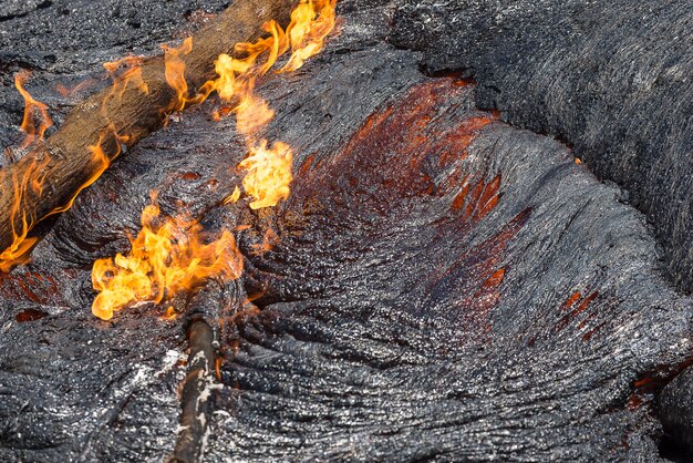 Schließen Sie herauf Lavafluss im Lavafeld