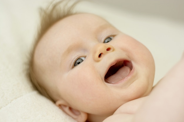 Foto schließen sie herauf neugeborenes babyporträt. bildung, elternschaftskonzept.