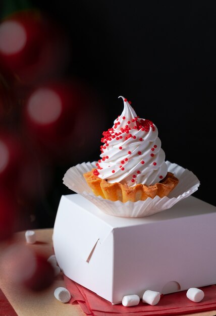 Schließen Sie oben von einem köstlichen Cupcake-Dessert