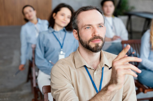 Foto schließen sie personengruppe in der therapie