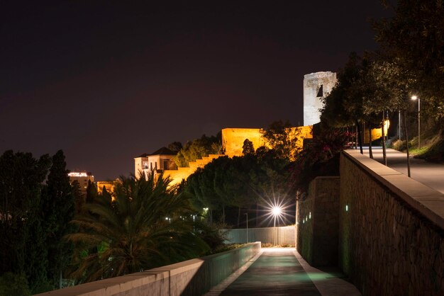 Schloss Gibralfaro bei Nacht in MÃƒÂ¡laga, Costa del Sol