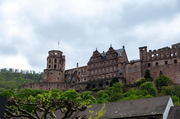 Schloss Heidelberg Palácio do castelo de Heidelberg em Baden-Württemberg Alemanha Ruínas natureza céu nublado