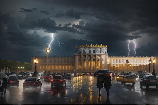 Schloss Versailles an einem regnerischen Tag