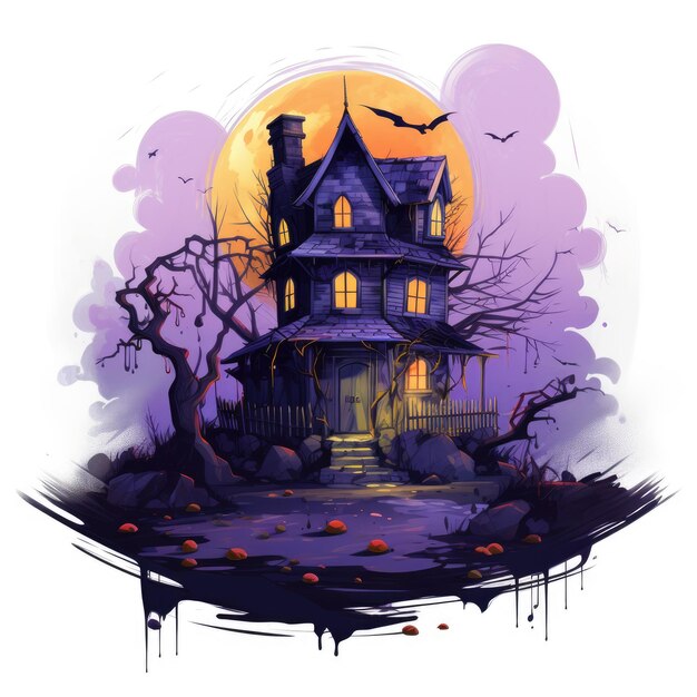 Schlossfledermäuse Mond Vampir Zombie Halloween Illustration Monster gruseliges Horror isolierter Vektor