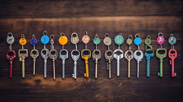 Schlüsselanhänger mit bunt sortierten Schlüsseln
