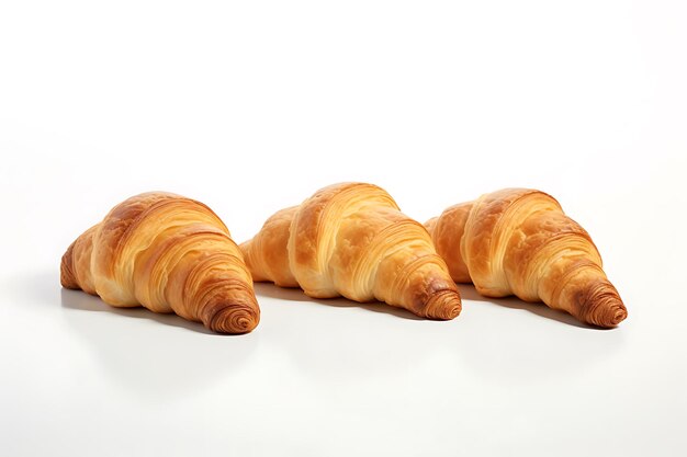 Schmackhafte butterige Croissants auf der weißen Oberfläche