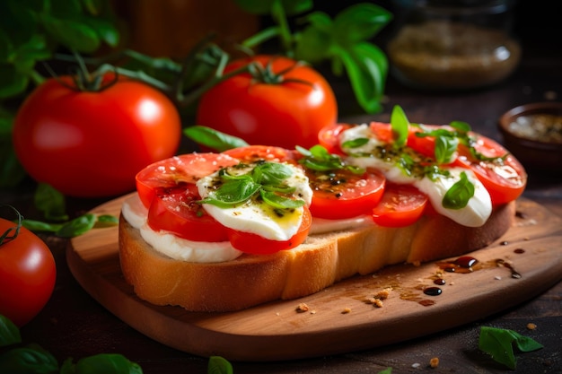 Schmackhafte Tomaten Basilikum Mozzarella Bruschetta