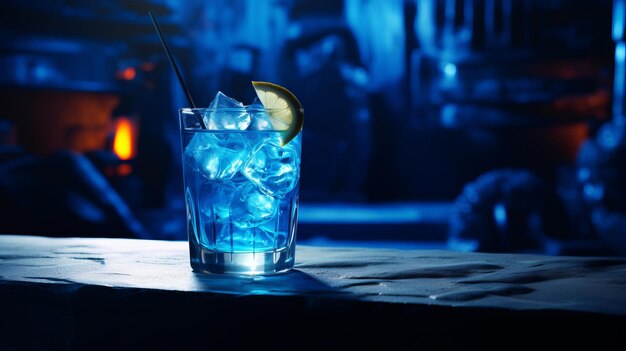 Foto schmackhafter blauer lagunen-cocktail