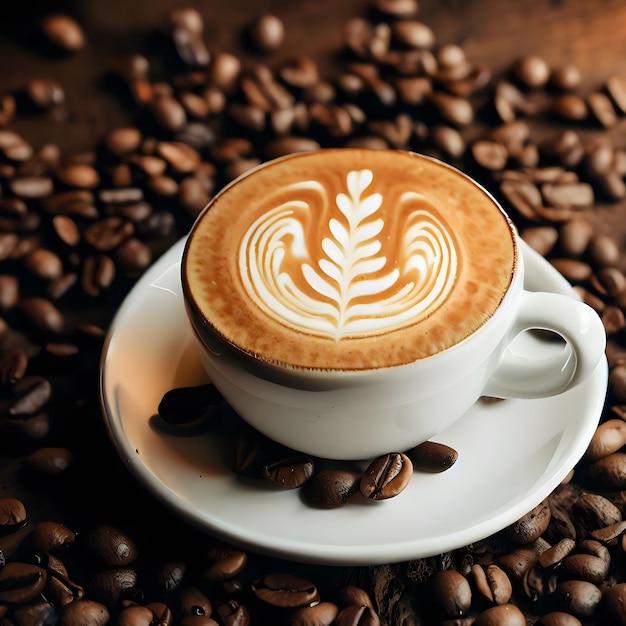 Schmackhafter Latte-Kaffee auf einem Holztisch zur Feier des internationalen Kaffeetages