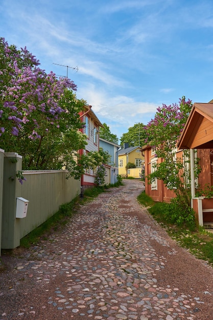 Schmale Gassen der Altstadt von Porvoo Finnland