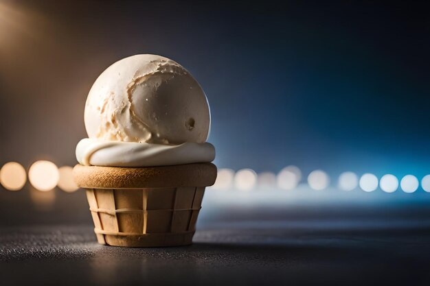 Foto schmelzen von eiscreme in einem kegel