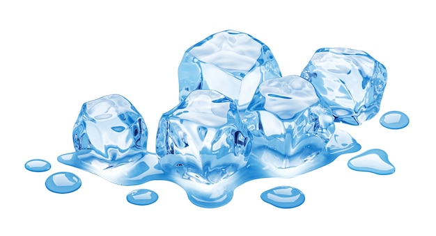 Schmelzende Eiswürfel auf weißem Hintergrund