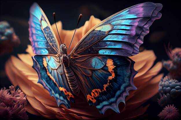 Schmetterling auf Blume Colorful butterflygenerative ai