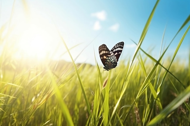 Schmetterling auf dem Gras Generative KI