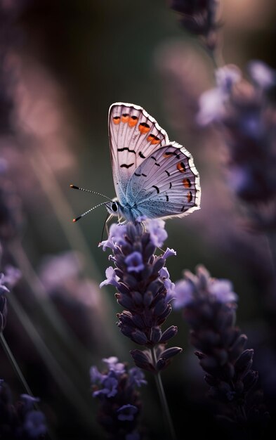 Schmetterling auf Lavendelblüte Generative KI