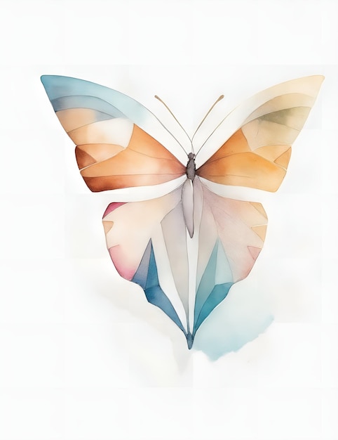 Schmetterling mit geometrischer Illustration im Aquarell-Hintergrund