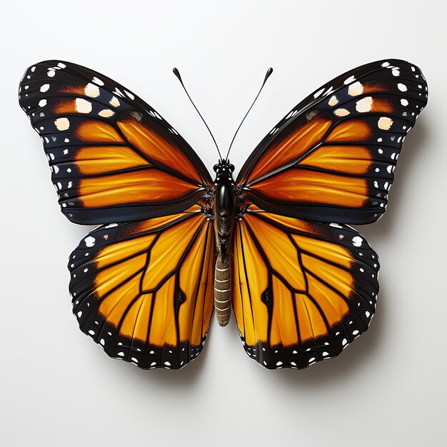 Schmetterling-Monarch-Schmetterling auf weißem Hintergrund