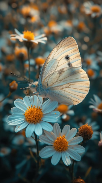 Foto schmetterling neben einer blume natur im freien blume