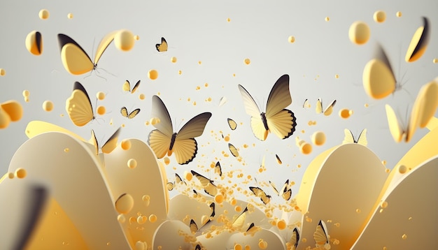Schmetterlinge, die in der Luft fliegen, begänzen gelb