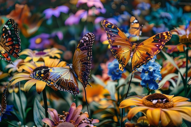 Schmetterlinge versammeln sich auf Blumen