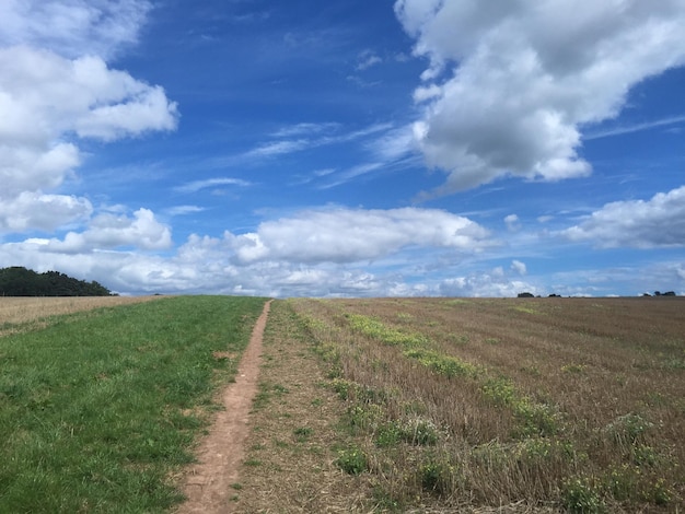 Schmutzstraße mit Himmel im Hintergrund