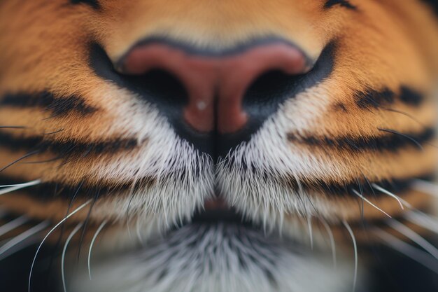 Foto schnauze und nasenlöcher eines tigers aus nächster nähe