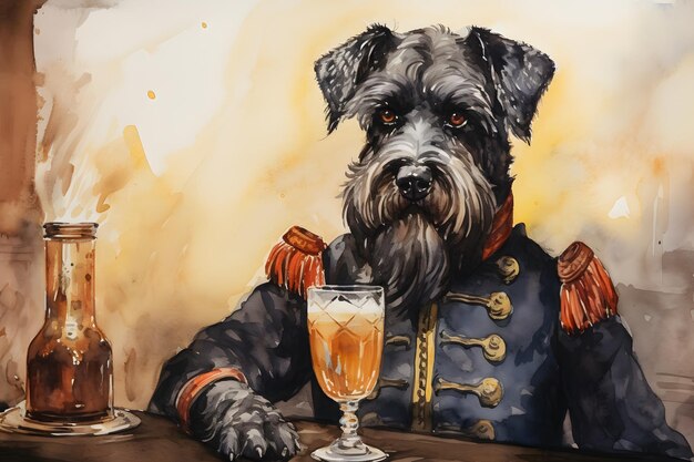 Schnauzer gigante con una ilustración de un vaso de cerveza