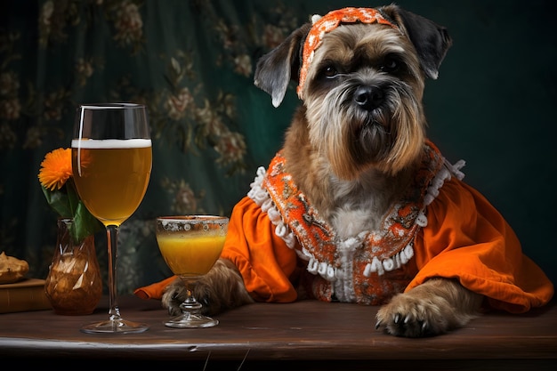 Schnauzer gigante con un vaso de cerveza ilustración