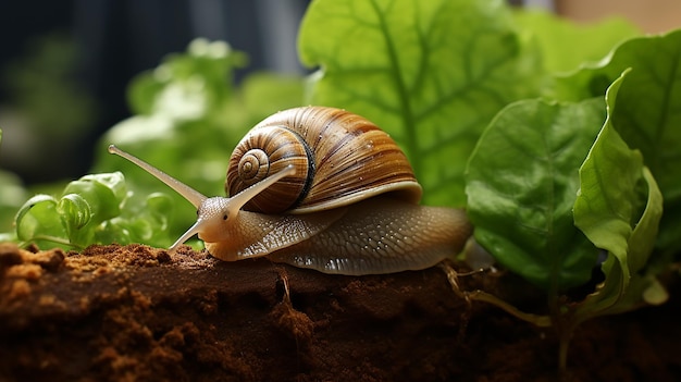 Foto schnecken finden unterkunft unter schützender deckung