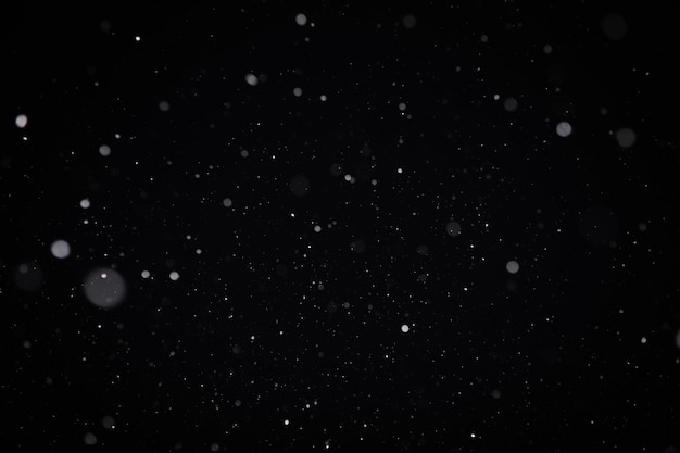Schnee auf schwarzem Hintergrund. Schneeflocken für Overlay. Schnee-Hintergrund.