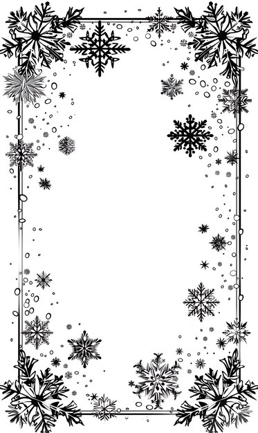 Schnee-Postkarten-Design mit Winterrahmen Design-Stil Dekoration Umrisse Scribble CNC Tattoo Tinte Kunst