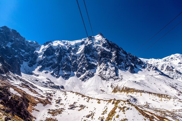 Schneebedeckte Berge Chamonix Mont Blanc HauteSavoie Alpen Frankreich