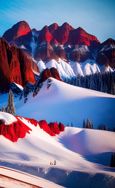 Schneebedeckte Berge in der Wüste