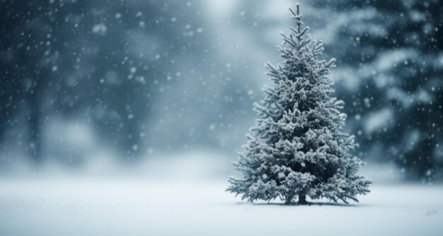 Schneebedeckte Einsamkeit Ein einsamer Weihnachtsbaum in einem Winterwunderland