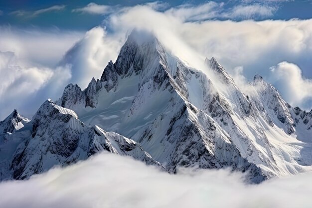 Schneebedeckte Gipfel des Alpenwunderlandes Unberührte Schönheit der Natur