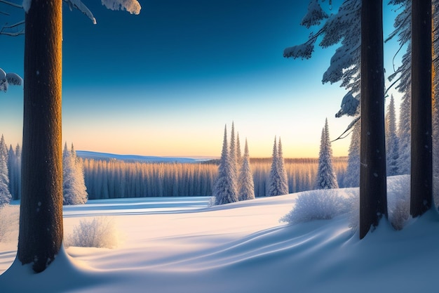 schneebedeckter Berg und Baum