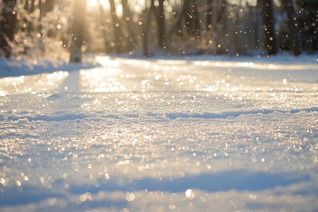 Schneebedecktes Feld mit Bäumen im Hintergrund