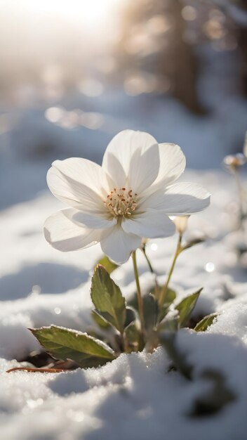 Foto schneeblume im sonnenschein