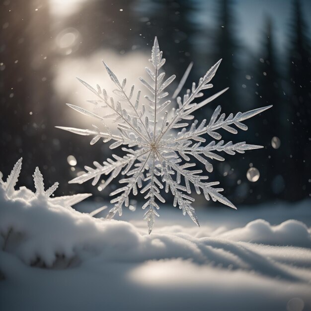 Schneeflocke auf winterlichem Hintergrund