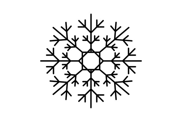Schneeflocke-Weihnachtslinie-Symbol, minimalistisches Weihnachtssymbol, Kunst, schwarzes, flaches Schild-Kunstwerk